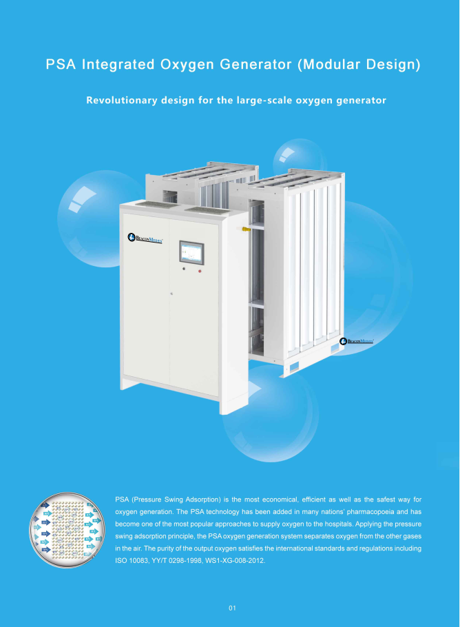Leuchtfeuer 920kg Medaes-Sauerstoff-Generator PSA integrierte 30m3/h Strömungsgeschwindigkeit 1